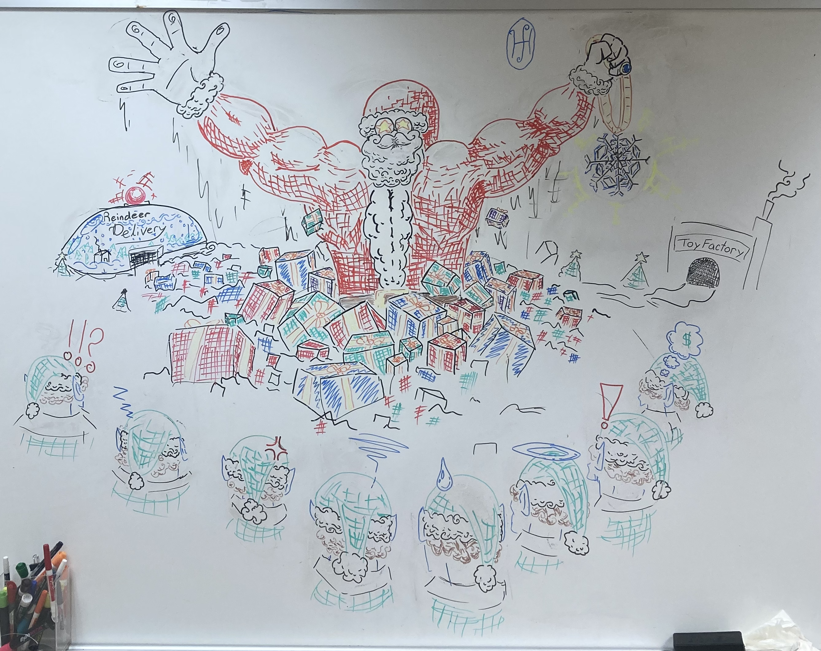 Christmas whiteboard mural